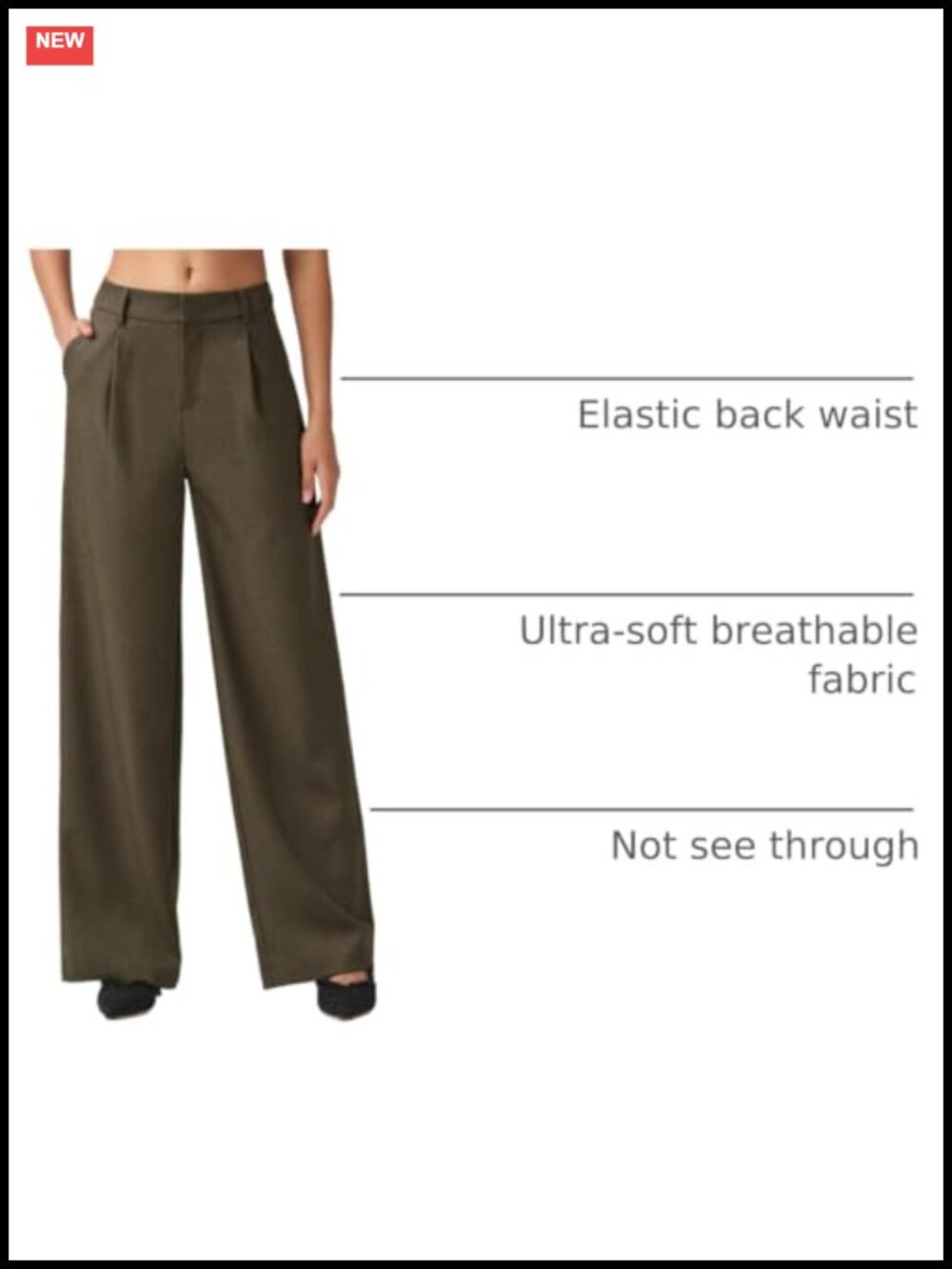 Wide Leg Work Pants High Waisted Pleated Front Stretch Office Slacks 31 Inseam - Picture 3 of 6